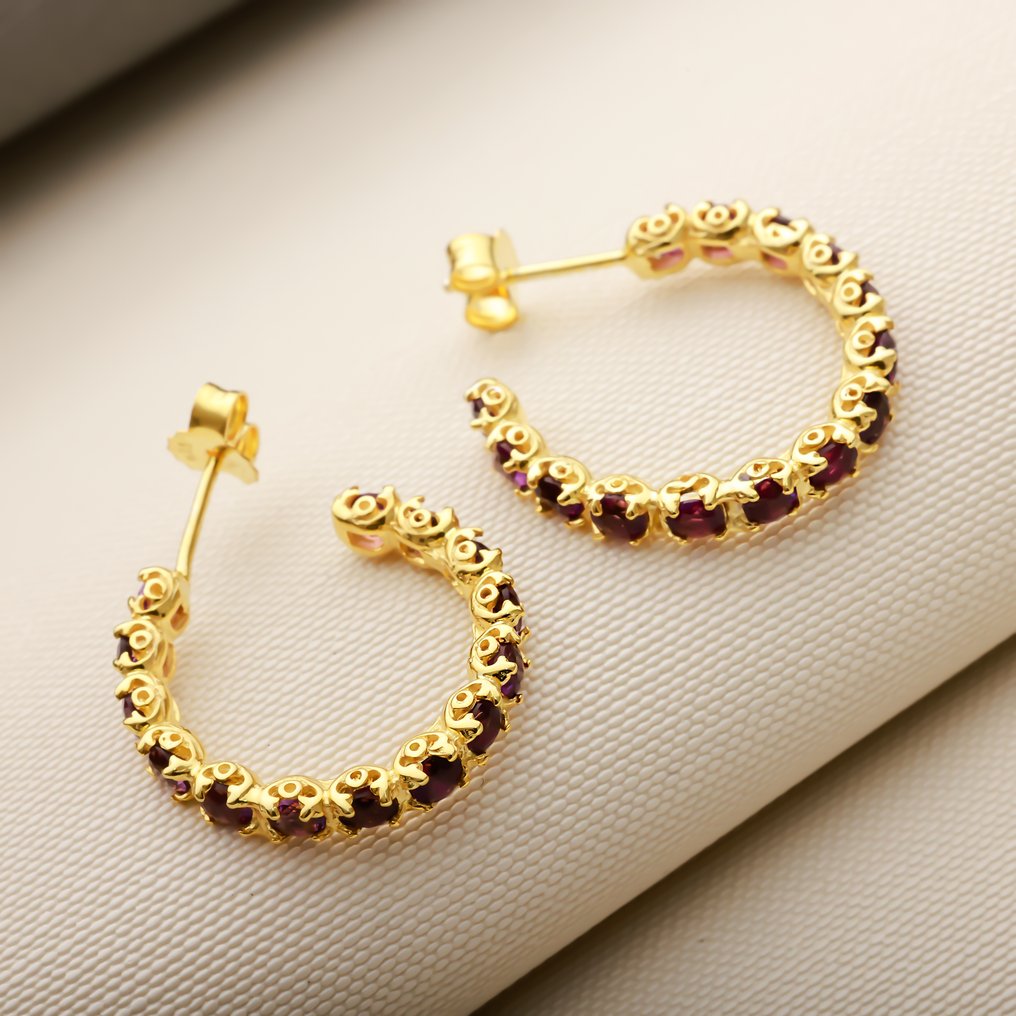 没有保留价 - 耳环 银 - 1.00ct. tw. 紫水晶 - 附带实验室报告 #4.3