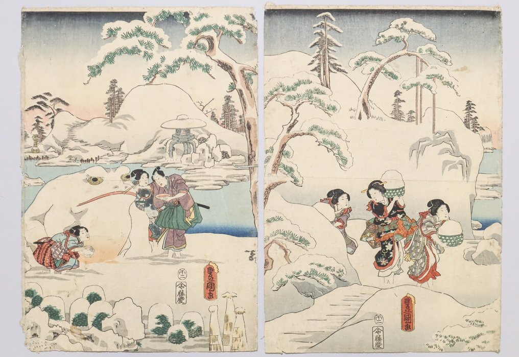 The Twelve Months of Genji: Snow-Viewing Moon (Genji Junigatsu no Uchi, Yukimi no Tsuki 源氏十二ヶ月之内 - Utagawa Kunisada (歌川国貞) - Japon - Ansei 5 (1858) #1.0