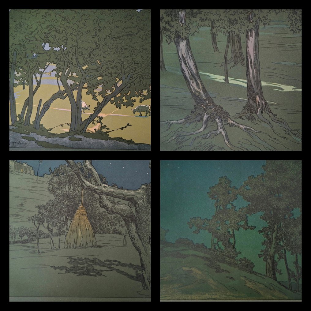 Augusto Majani (1867 Budrio - 1959) - I offer n. 4 original chrome litho print, dated 1908 ( Art Nouveau / Liberty ) #1.0