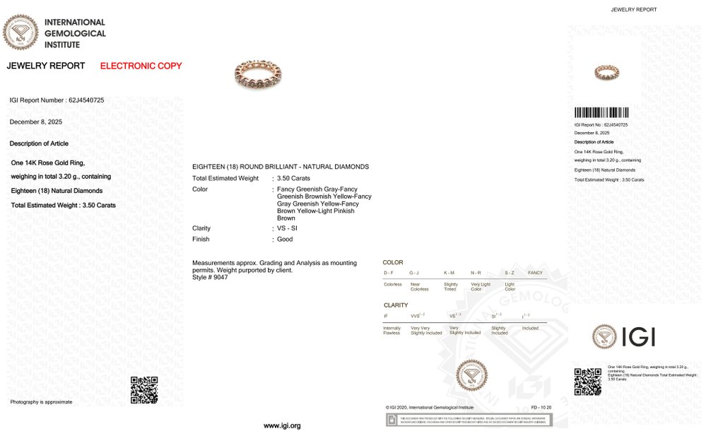 χωρίς τιμή ασφαλείας - Δαχτυλίδι - 14 καράτια Ροζ χρυσό -  3.50ct. tw. Διαμάντι (Φυσικού χρώματος) #1.0