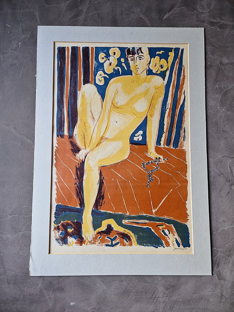 Jan Wiegers (1893-1959) - vrouwelijk naakt met parelketting #1.0