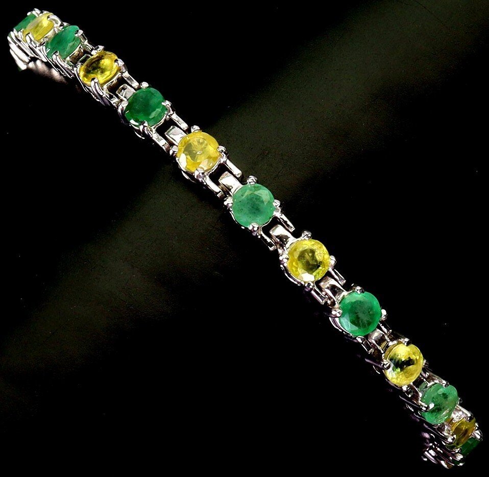 Senza prezzo di riserva - Bracciale Argento Smeraldo - Sapphire #1.0