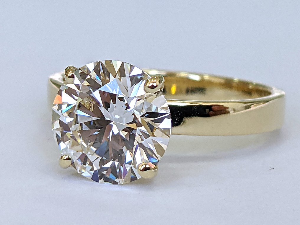 Sans prix de réserve - Bague - 14 carats Or jaune - 3.00ct. tw. Diamant (Cultivé en laboratoire) - E VVS2 IGI certifié #3.2