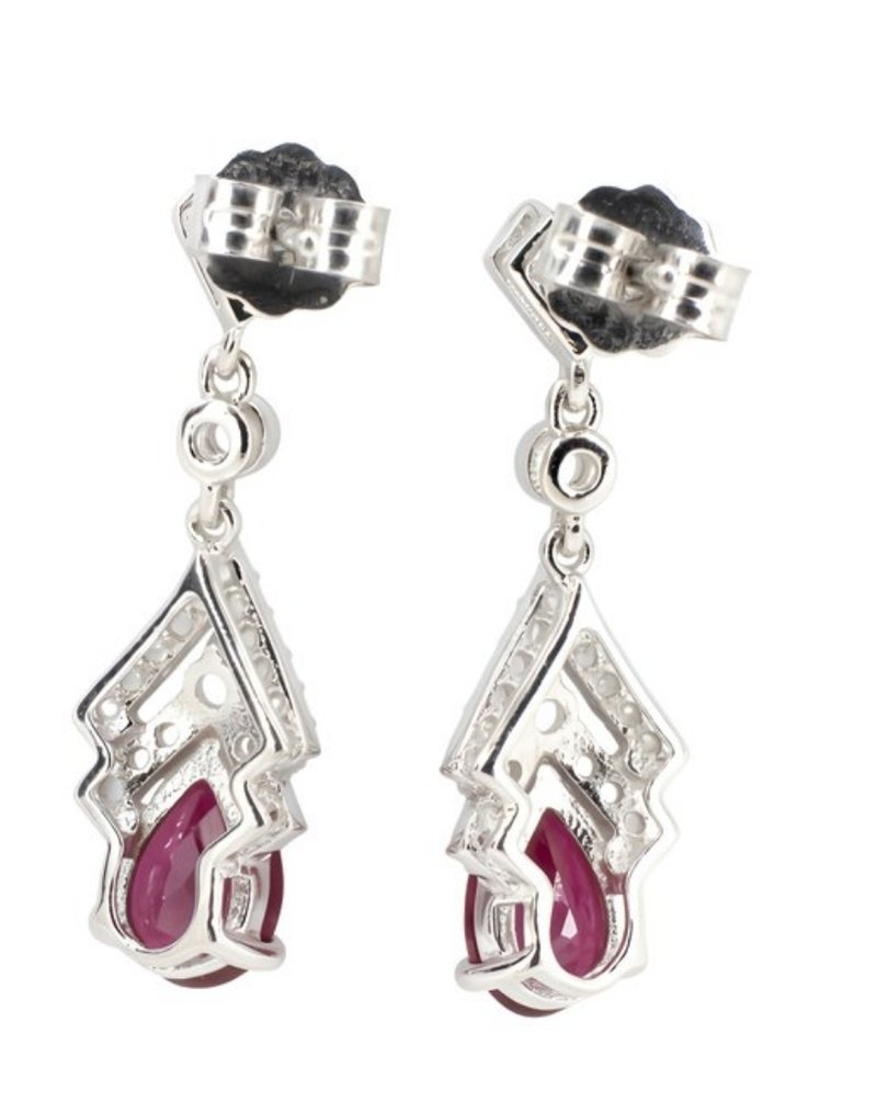No reserve price - Earrings Silver, Natural stone Ruby Ruby - 3.24 ct. total weight *Pear Cut* #3.2