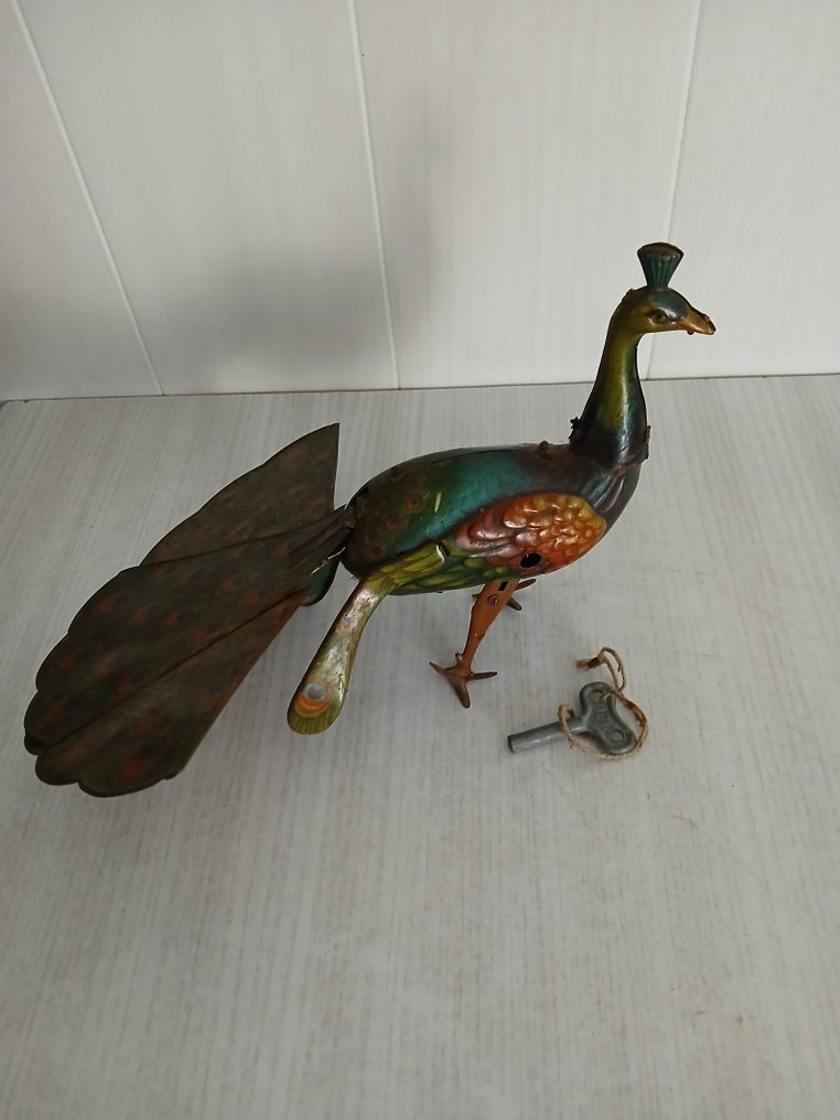 Blömer & Schuler - Ón játék - Tinplate Clockwork Walking Peacock Toy, Unboxed - 1920-1930 - Németország #1.0