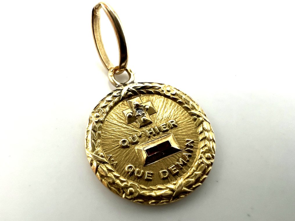 沒有保留價 - A. Augis - 墜飾 - 18 克拉 黃金, 玫瑰金 鉆石 (天然) - 紅寶石 #1.0