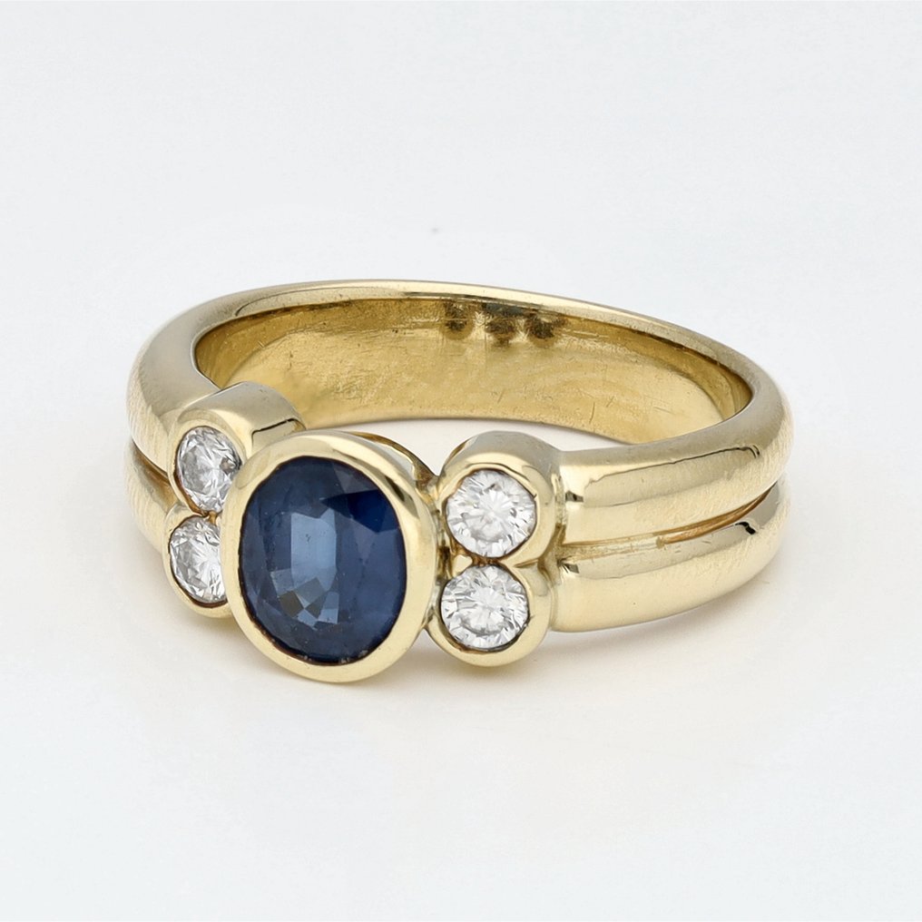 Δαχτυλίδι - 18 καράτια Κίτρινο χρυσό Ζαφείρι - Διαμάντι #1.0