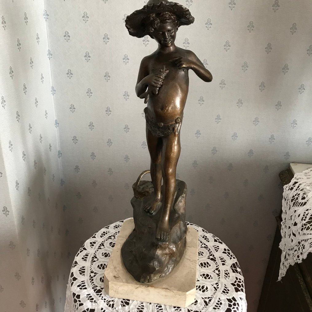 Varlese - Sculpture, Ragazzo Pescatore - 42 cm - Patinated bronze - 1950 #1.0