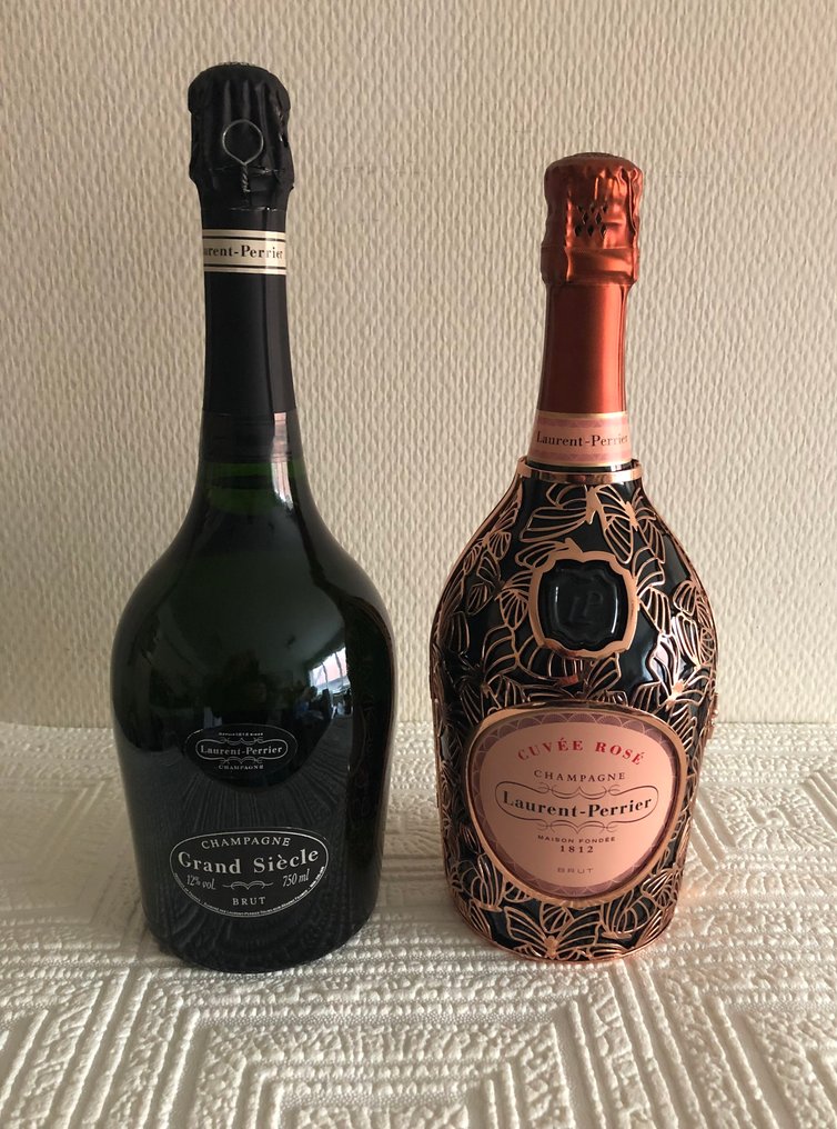 Laurent-Perrier, Cuvée "Grand Siècle" & Cuvée "Rosé Métal Papillon" - Σαμπάνια Brut - 2 Bottles (0.75L) #1.0