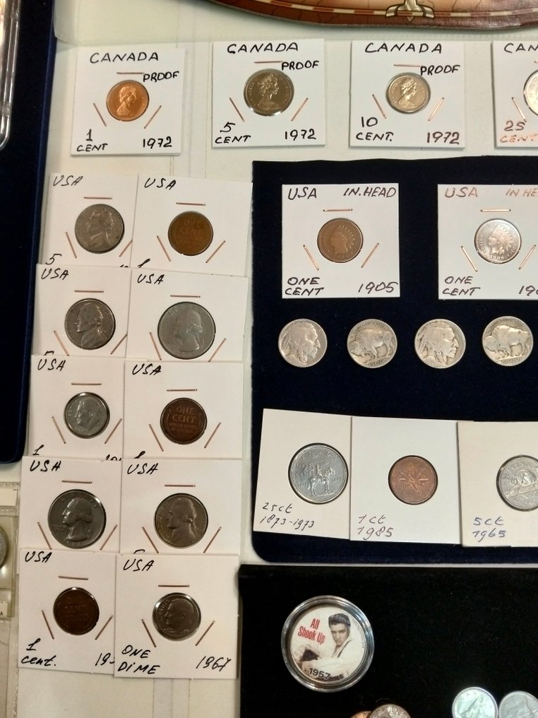 Canada, Verenigde Staten. Collection coins lot from Canada and United States with silver dollar 130 coins in total including 1905-1990s (Zonder minimumprijs) #4.3