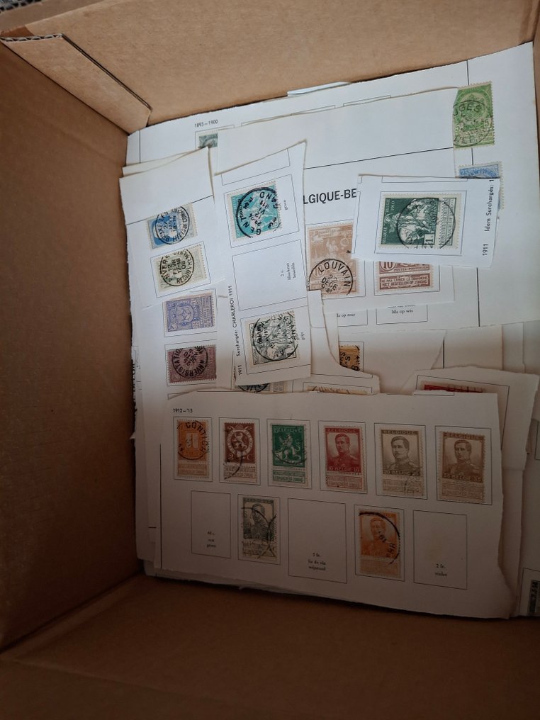 比利時 1849 - 比利时的盒子里装满了各种专辑页、系列目录以及袋子。 #1.0