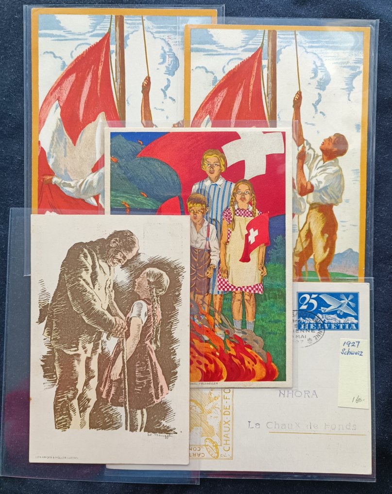 Schweiz 1927/1930 - 5 Luftpost-Postkarten. - Michel #1.0