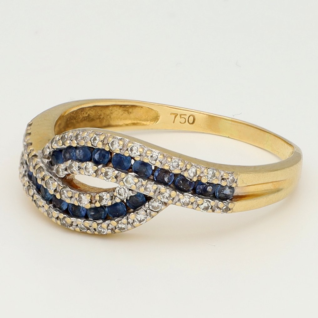 Bague - 18 carats Or blanc, Or jaune Diamant (Naturelle) - Saffier #1.0