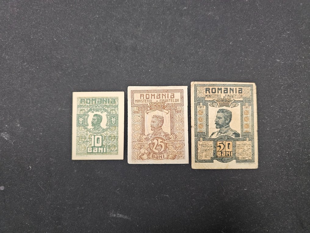 Romania. - 10, 25, 50 Bani 1917 - Pick 69, 70, 71 (No reserve price) #1.0