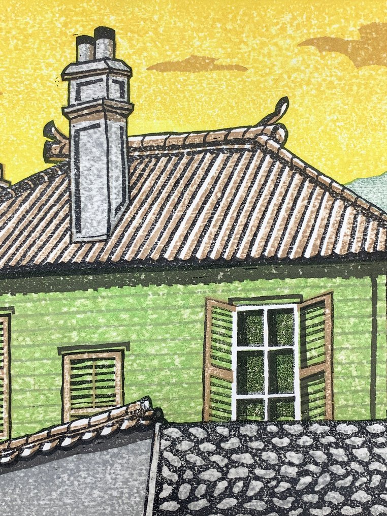 Three Woodblock Prints of Beautiful(和洋折衷建築)(Japanese-Western Eclectic Architecture) Landscapes - Multiple Artists - 日本  (沒有保留價) #4.3