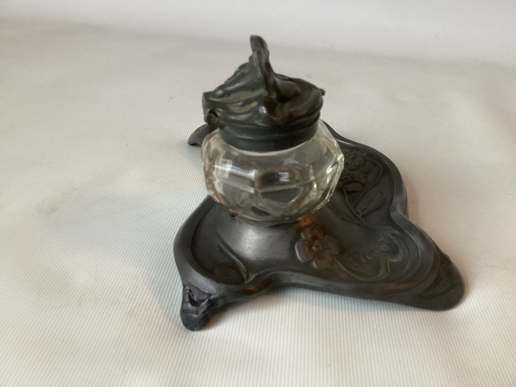 Elias - Elias - Nincs minimálár - Tintatartó - Glas in tinnen montering inktpot - Üveg, Ónötvözet/ón #4.3