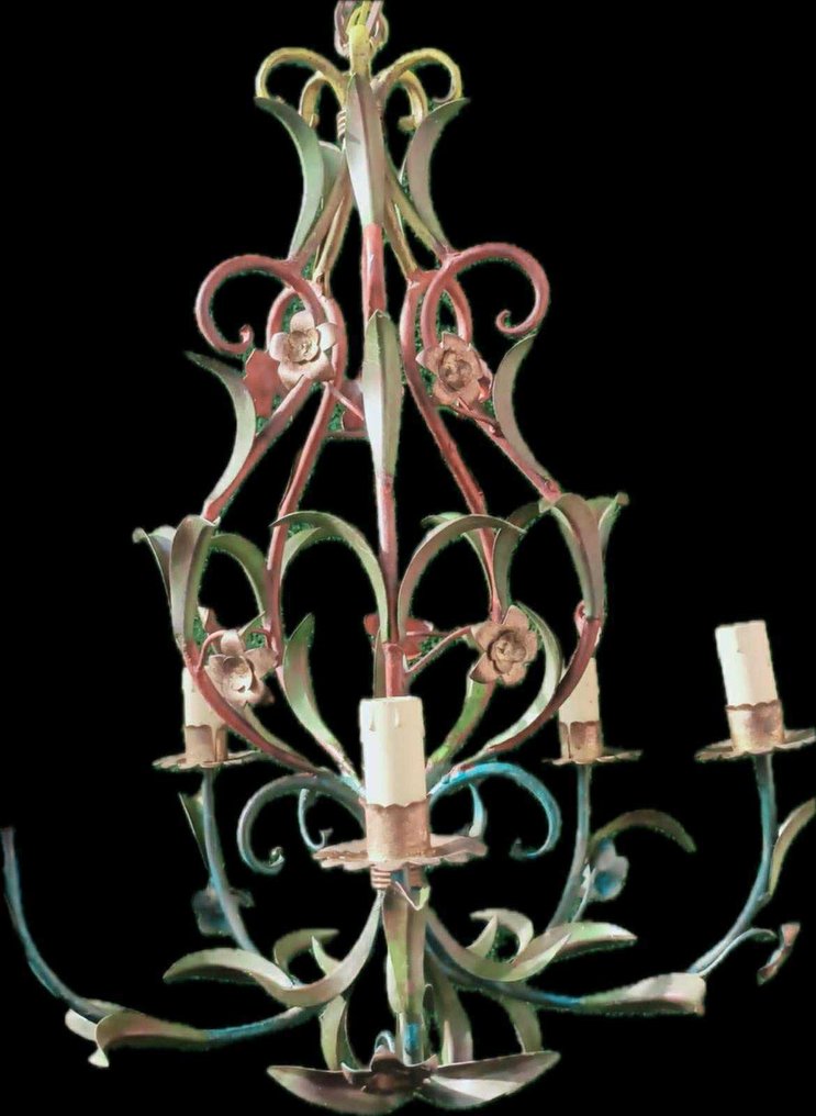 Hanging lamp - Wrought iron - Floral chandelier #1.0