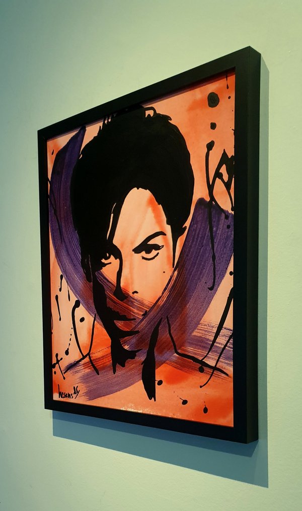 Liesens - Prince purple rain (handpainted on canvas) met lijst #1.0