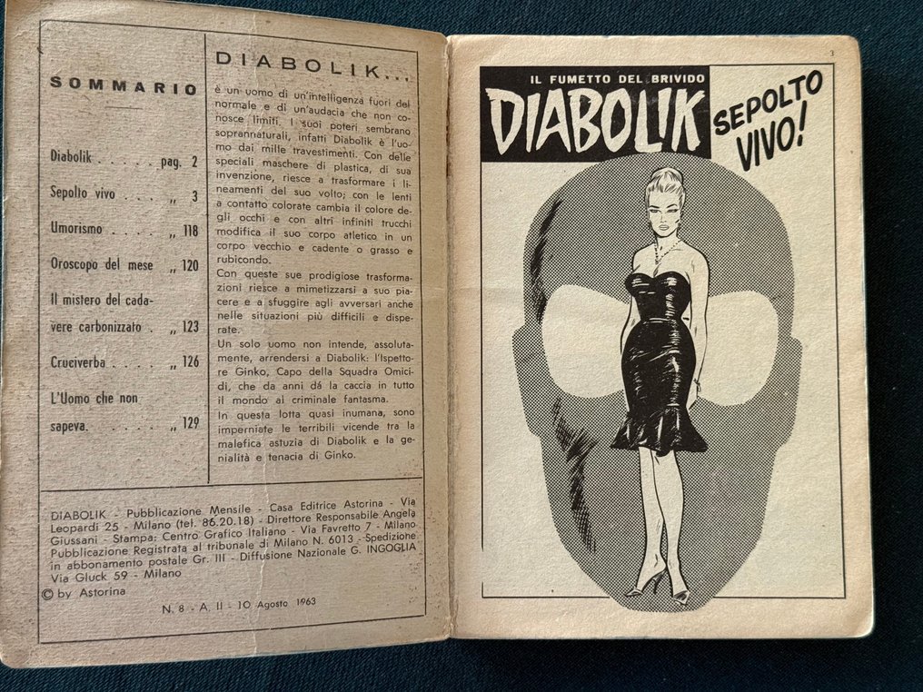 Diabolik 8 - diffusione Ingoglia - 1 Comic - First edition - 1963 #3.2