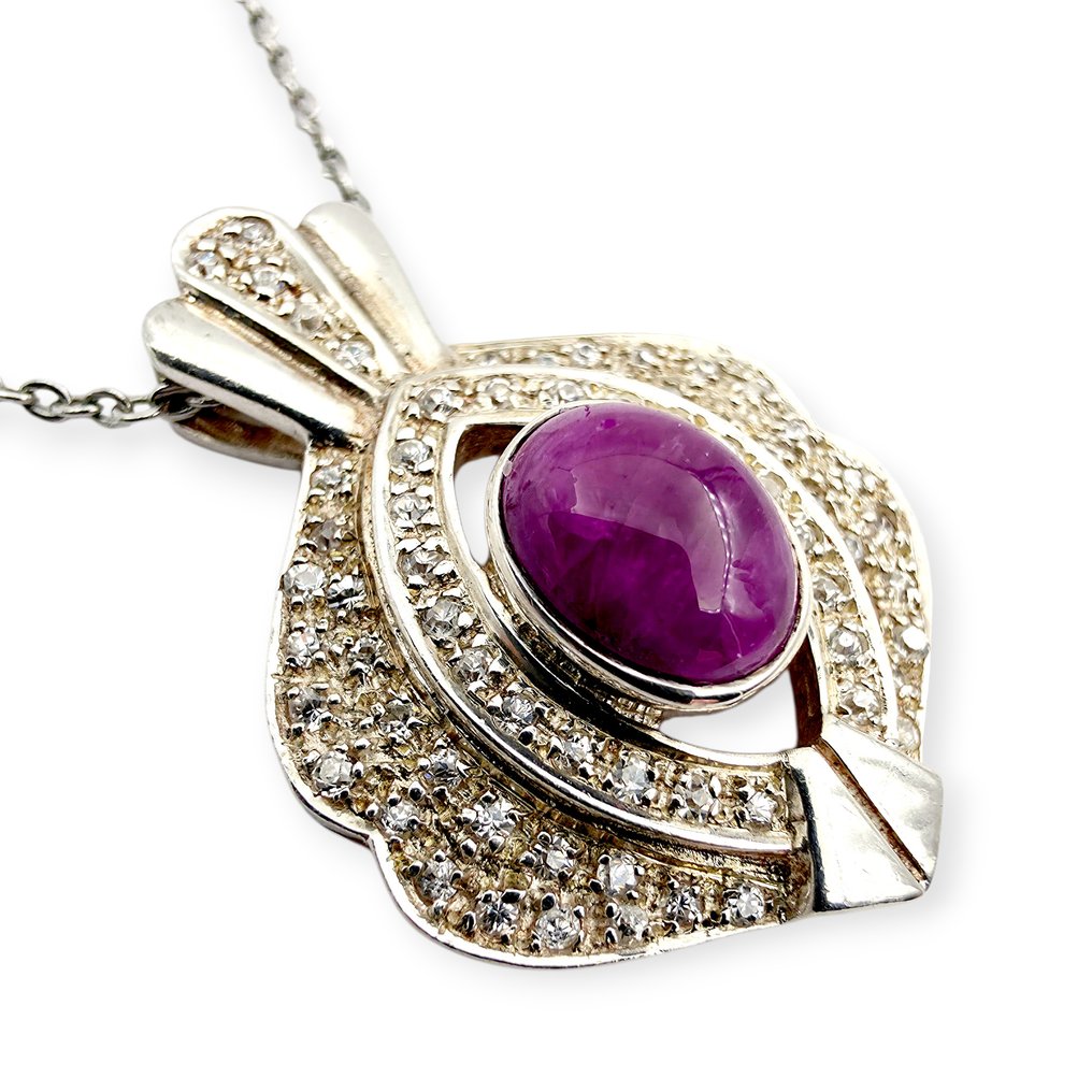 Sans prix de réserve - Collier avec pendentif Argent - Ruby (Certified) #2.1