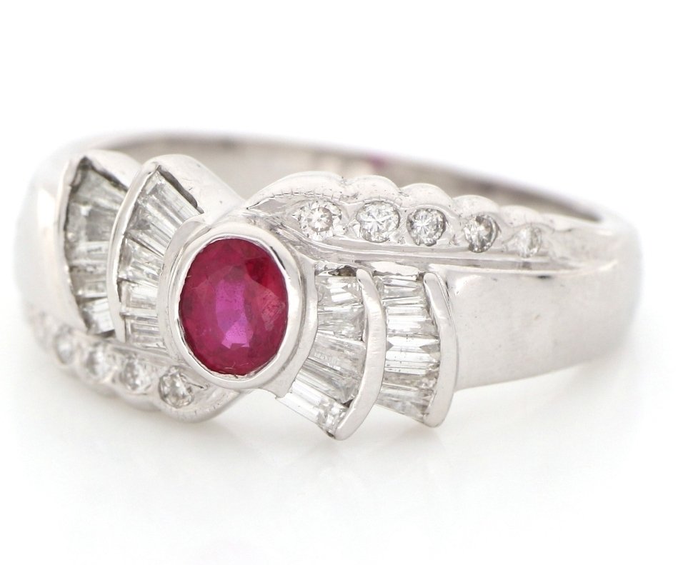 Δαχτυλίδι - 18 καράτια Λευκός χρυσός -  0.90ct. tw. Ρουμπίνι - Διαμάντι #4.3