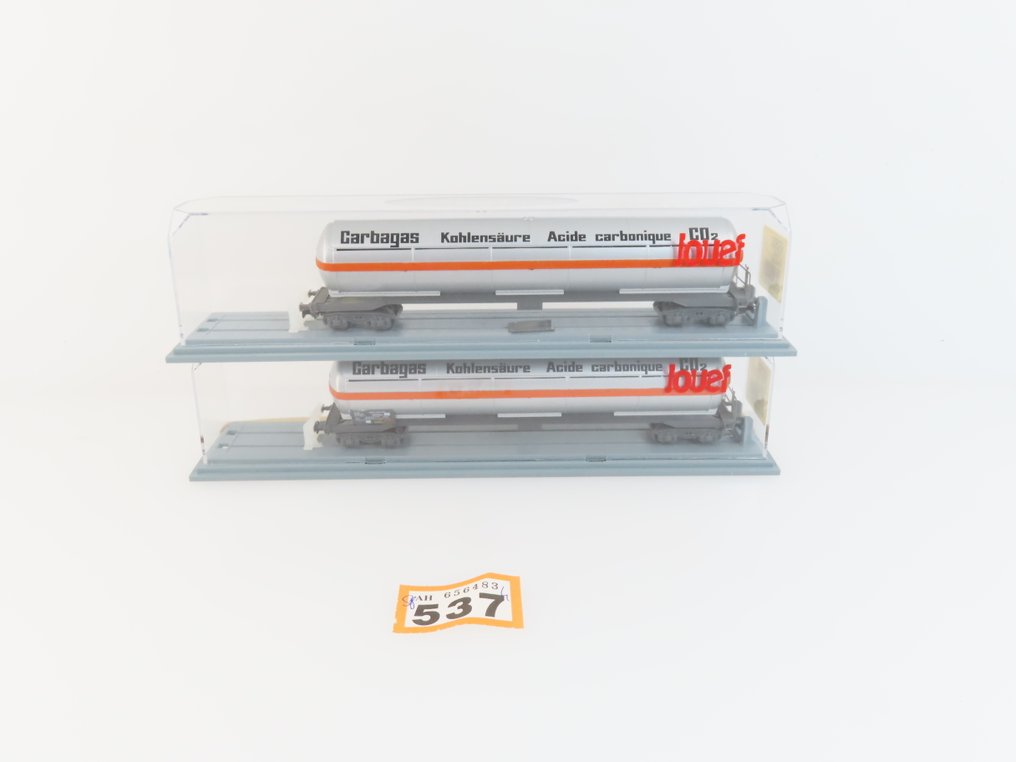 Jouef H0轨 - 652500 - 模型火车货运车厢 (2) - 2辆4排气的燃气锅炉车,印有“Carbagas”。 - SBB-CFF #3.2