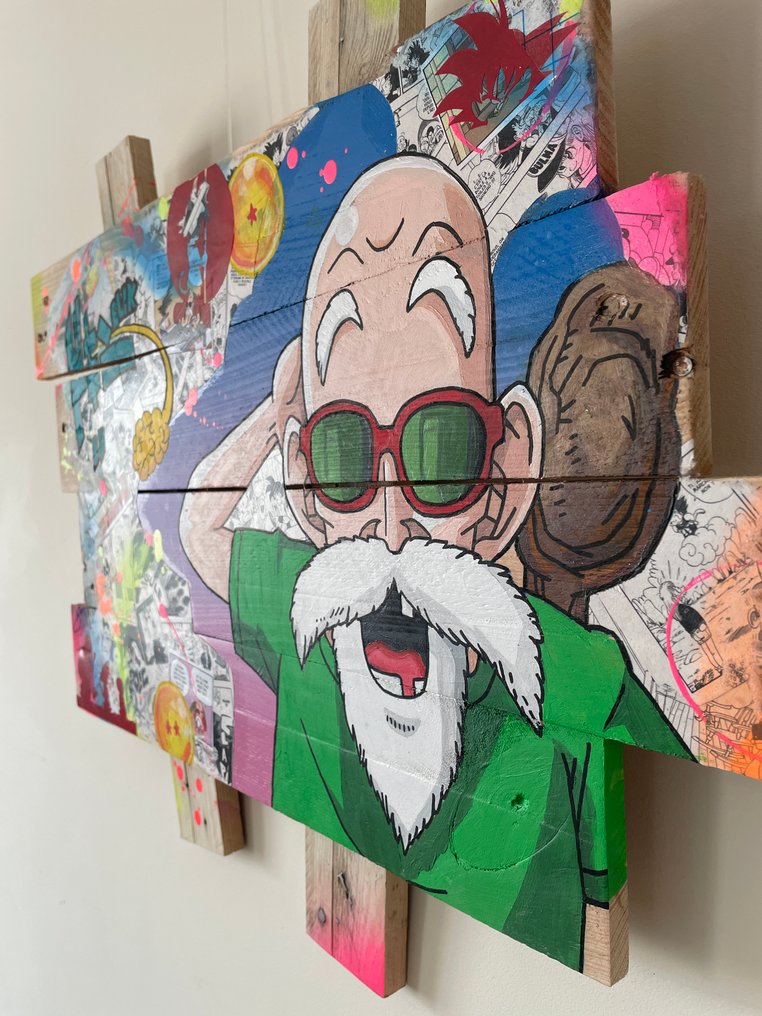Vincent STREIFF - Tableau POP Art tortue géniale DBZ sur bois de palette signé par l'artiste #3.2