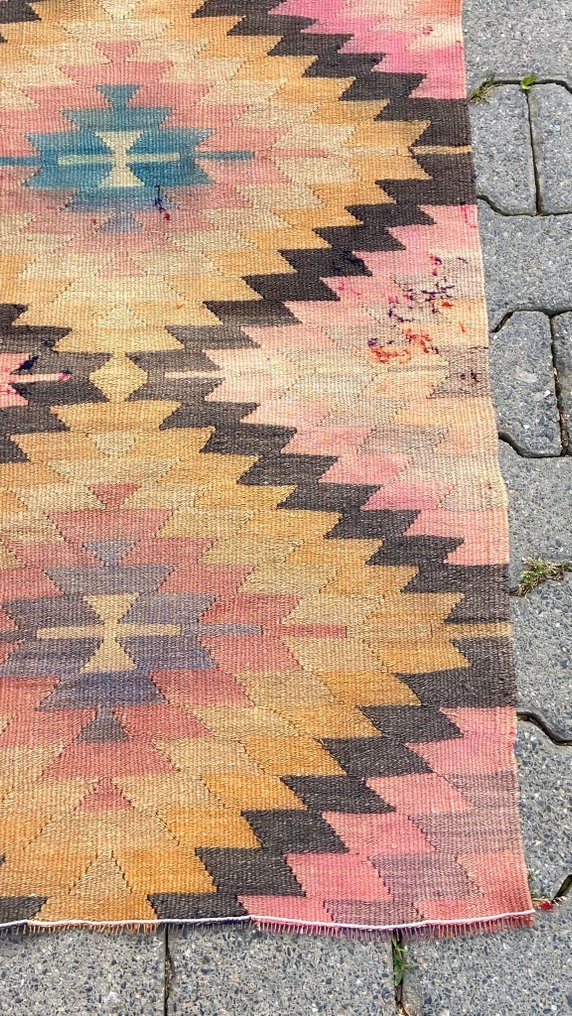 Usak - 花毯 - 100 cm - 77 cm - 手工粉色 Kelim #4.3