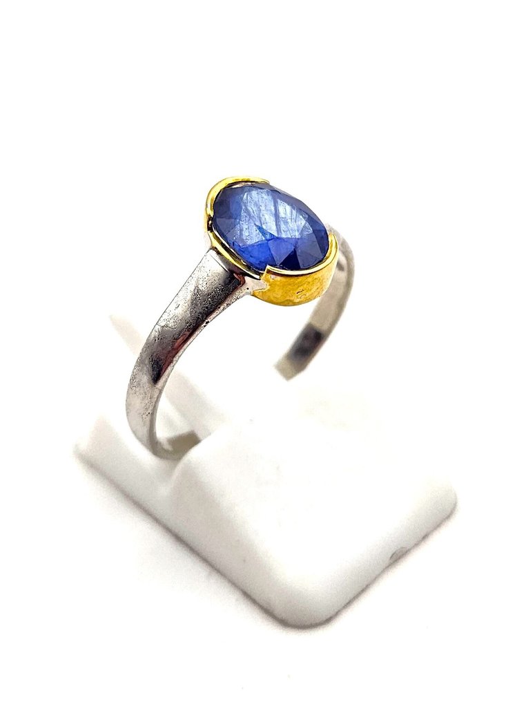 Senza prezzo di riserva - Anello - 18 carati Oro giallo, Argento - 1.82ct. tw. Zaffiro #1.0