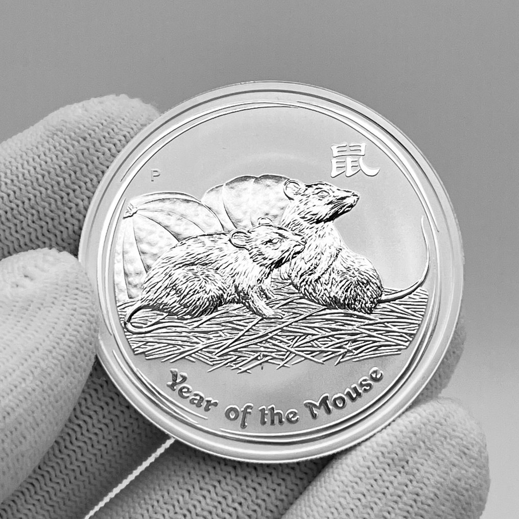 Austrália. 1 Dollar 2008 – Lunar Series: Year of the Rat – 1 oz Silver coin – Ag .999 (Sem preço de reserva) #1.0