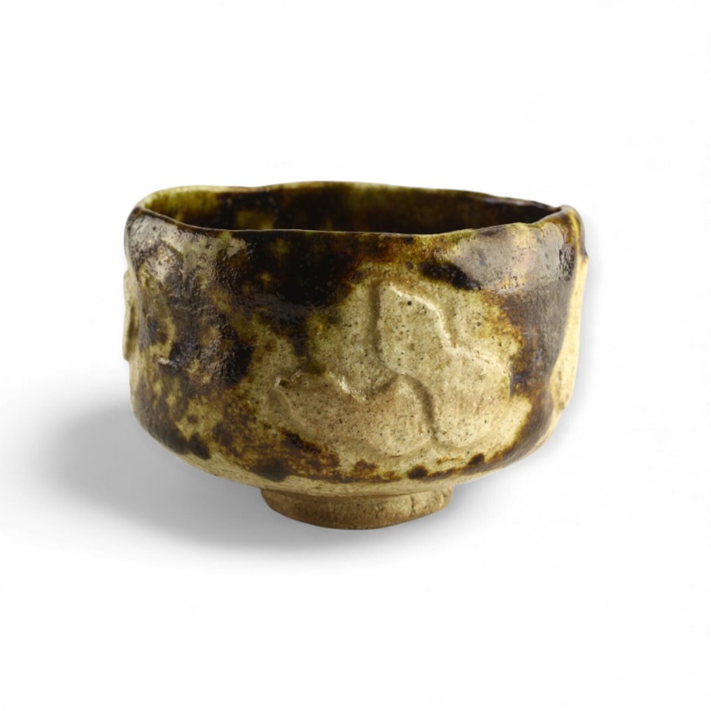 免运费,加藤石春(宝友轩)——唐木乐茶碗,题为《背面》,当代大师。 - 瓷器 - 日本 - 昭和年代(1926-1989) #1.0