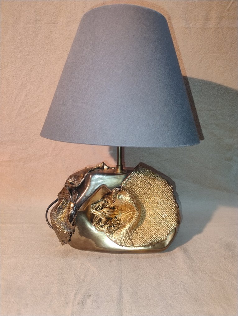 檯燈 - 青銅色, 紡織品, 金屬 - 雕塑风格的台灯 #1.0