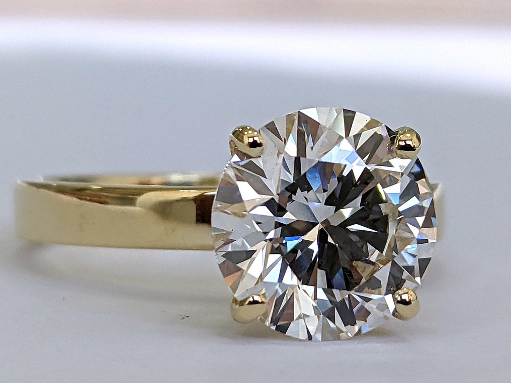Sans prix de réserve - Bague - 14 carats Or jaune - 3.00ct. tw. Diamant (Cultivé en laboratoire) - E VVS2 IGI certifié #2.1