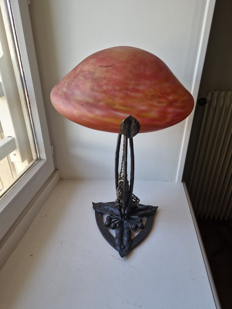 Daum Nancy - Edmond Gauthier - Lamp - Pâte de verre, Wrought iron #1.0