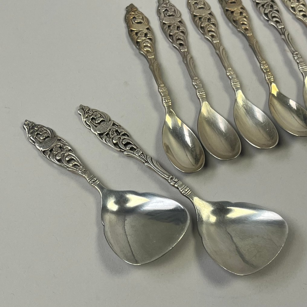 Teelöffel (12) - Verzilverte Kaffeelöffel mit Zucker & Theeschep mit Pfau - GERO - 1930er Jahre - Versilbert #4.3
