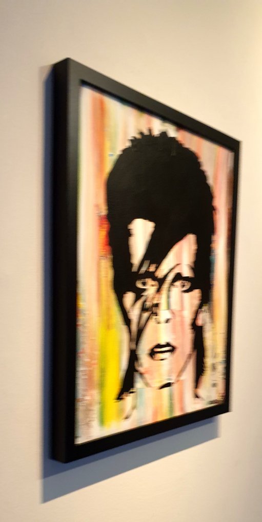 Liesens - David Bowie Ziggy stardust (handpainted on canvas) met lijst #2.1