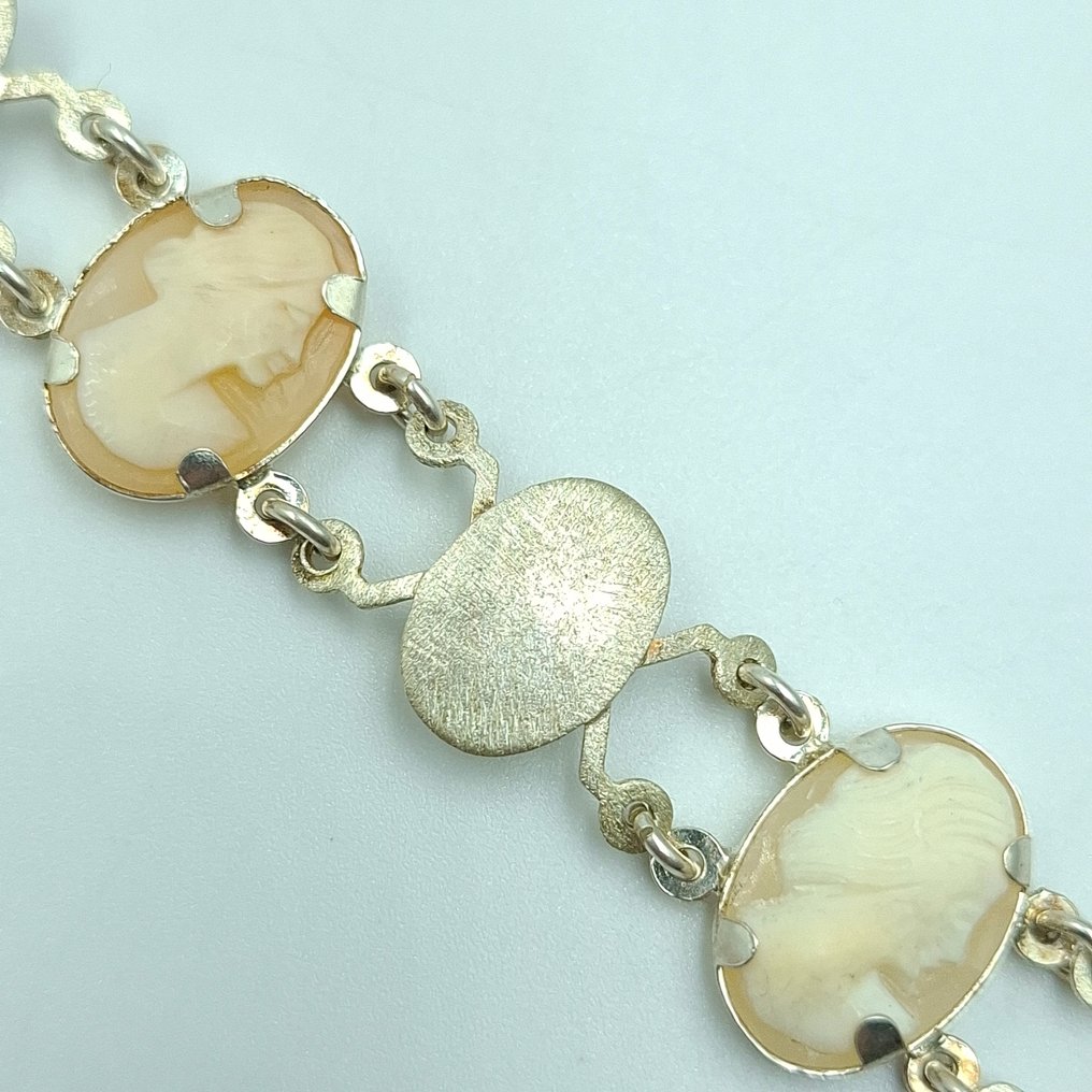 Zonder minimumprijs - Armband Zilver - 43.00ct. tw. Carneool - Cameo Antico Dorato #1.0