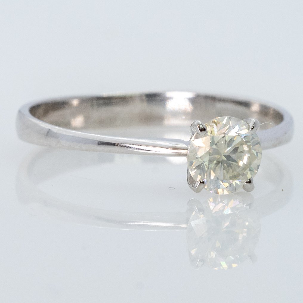 Zonder minimumprijs - Ring - 14 karaat Witgoud - 0.58ct. tw. Diamant (Natuurlijk) - GWLab #1.0