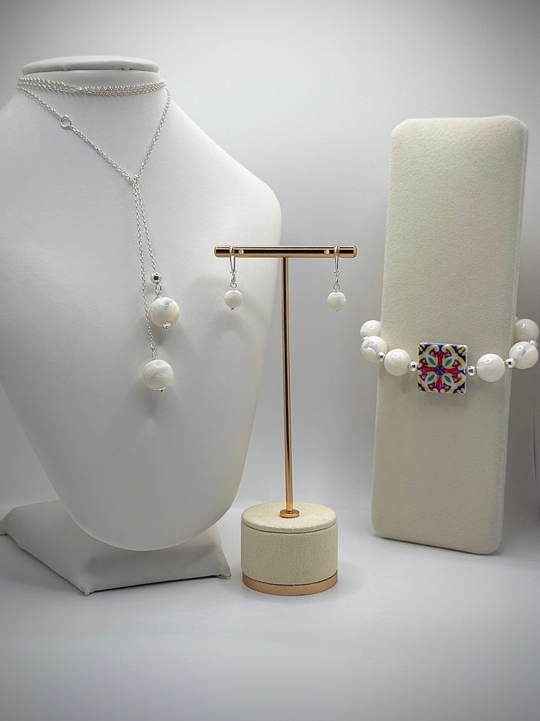 作者珠宝 - 珍珠母 - 925 银 - 真伪证明 - 3套珠宝 - 专属人工 #1.0