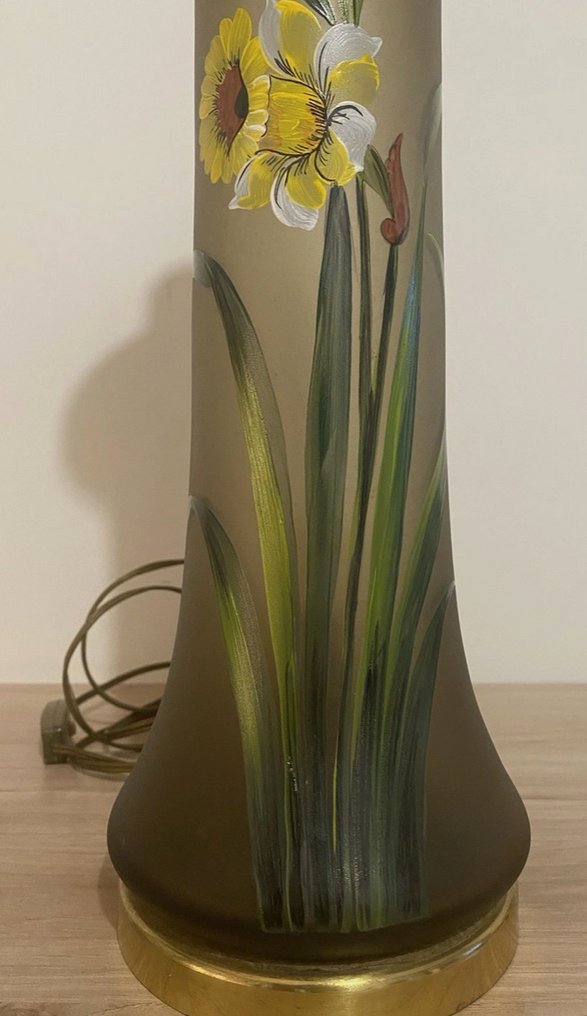 Lámpara de sobremesa - Vidrio, Latón - pie de lámpara esmaltado #1.0