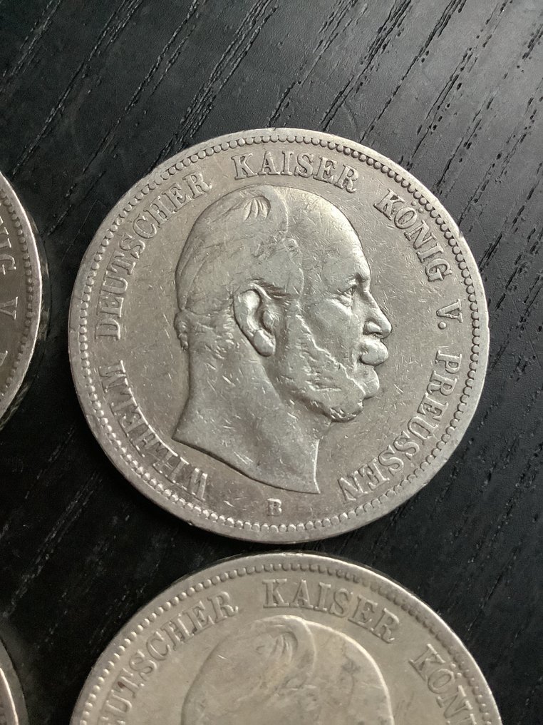 Germany, Empire Wilhelm I. 5 Mark 4x 1874/1876, various mints Prussia (No reserve price) #2.1