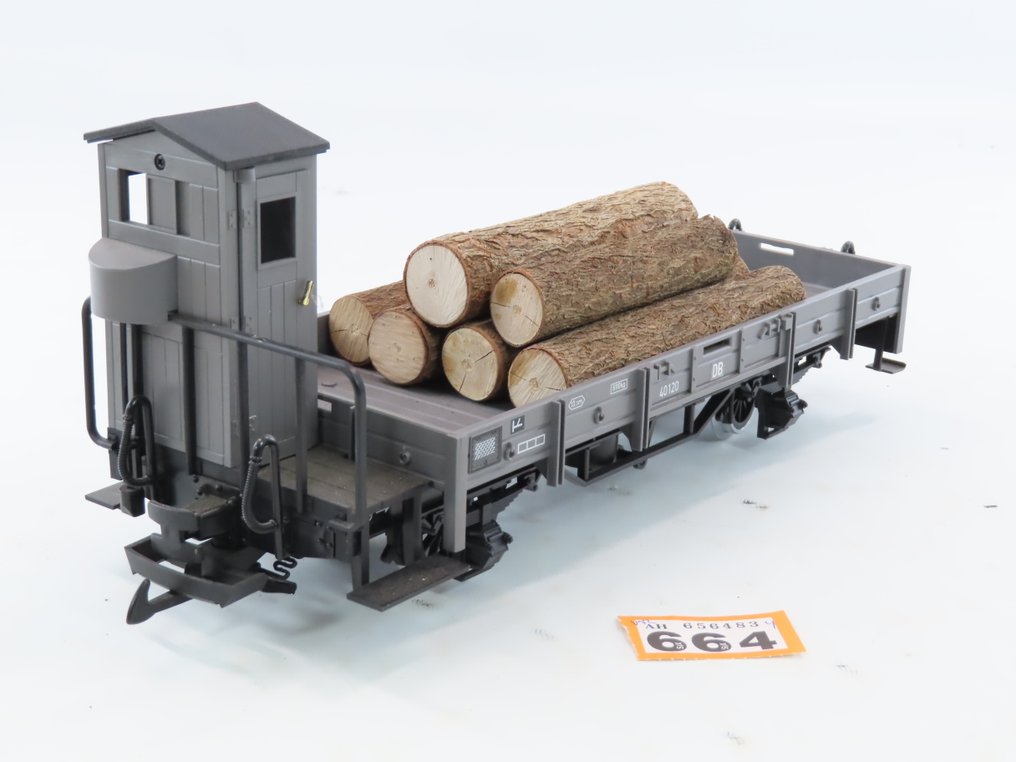 LGB G - 40120 - Τρένο μοντελισμού μεταφοράς εμπορευμάτων (1) - Τετρατροχή χαμηλού φορτίου με ρυμουλκούμενο και φορτίο. #1.0