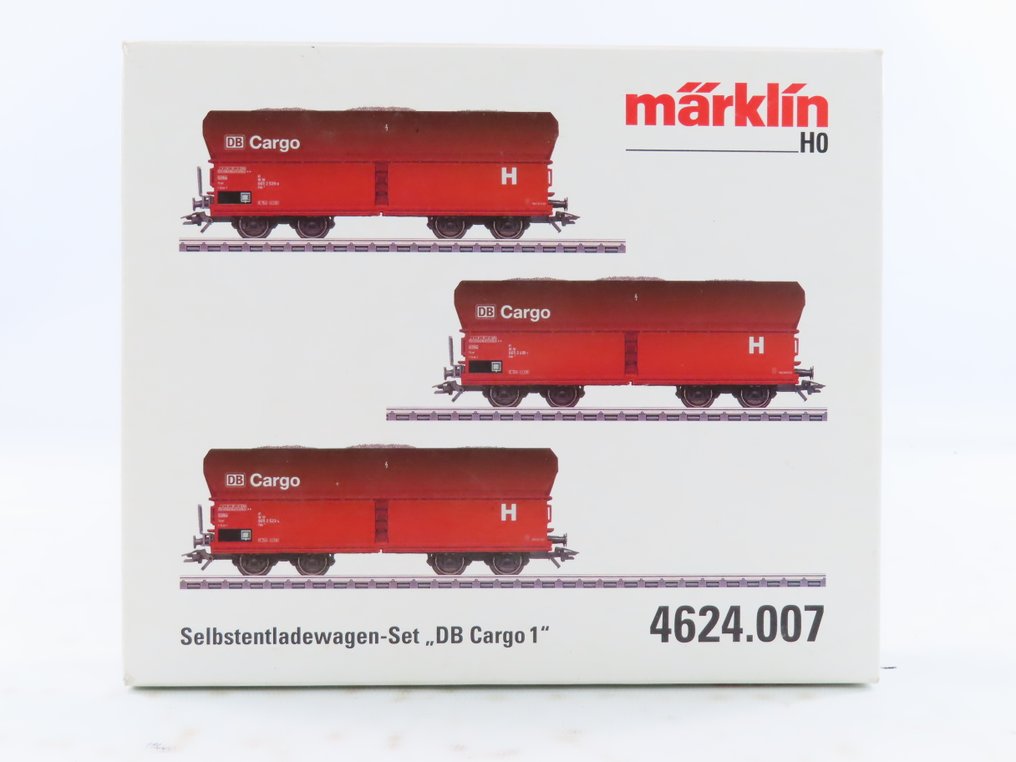 Märklin H0 - 4624 - Modellvonat teherfuvarozás (3) - 3 négytengelyes alváz/self-losers Erz III, típus Fad - DB #1.0