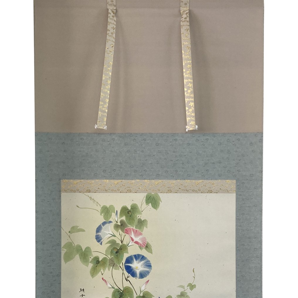 日本挂轴画《牵牛花》 Japonism 艺术 复古编号 No.R7.1101.062 - 紙, 絲 - Satou Sumiyoshi|佐藤純吉 - 日本 - 20世紀 #4.3