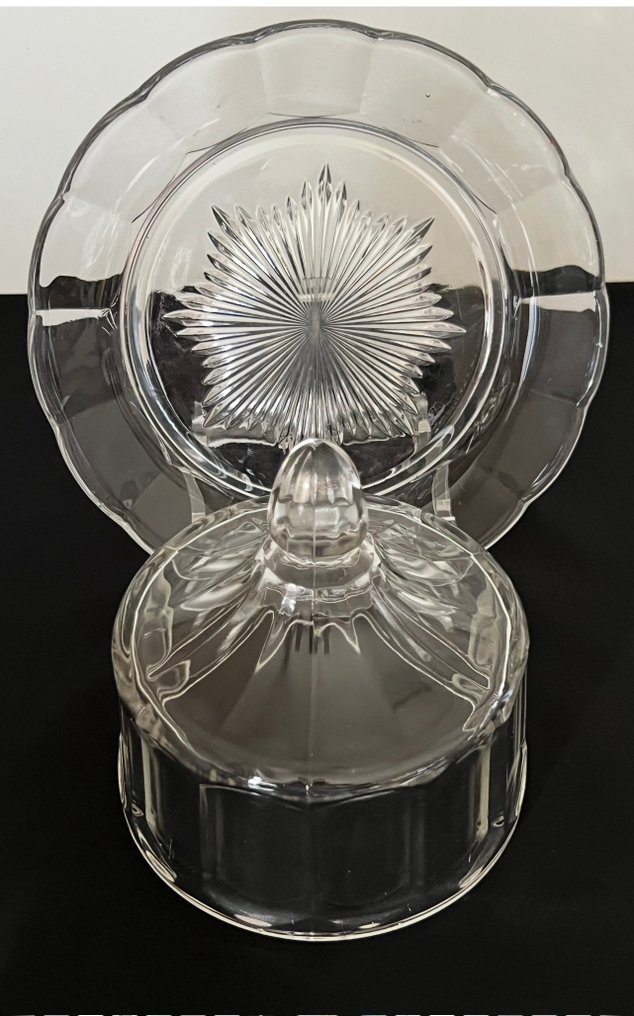 Val Saint Lambert - Charles Graffart - Smørskål (2) - Larges côtes plates - Glas - Kaasstolp Luxval #4.3