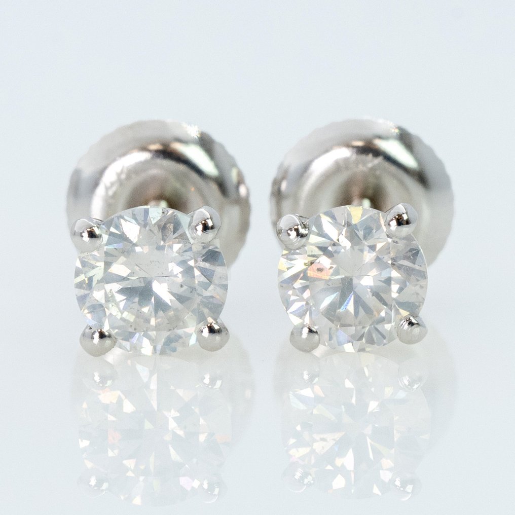 Nincs minimálár - Drop fülbevaló - 14 kt. Fehér arany - 1.03ct. tw. Gyémánt (Természetes) - GWLab #1.0