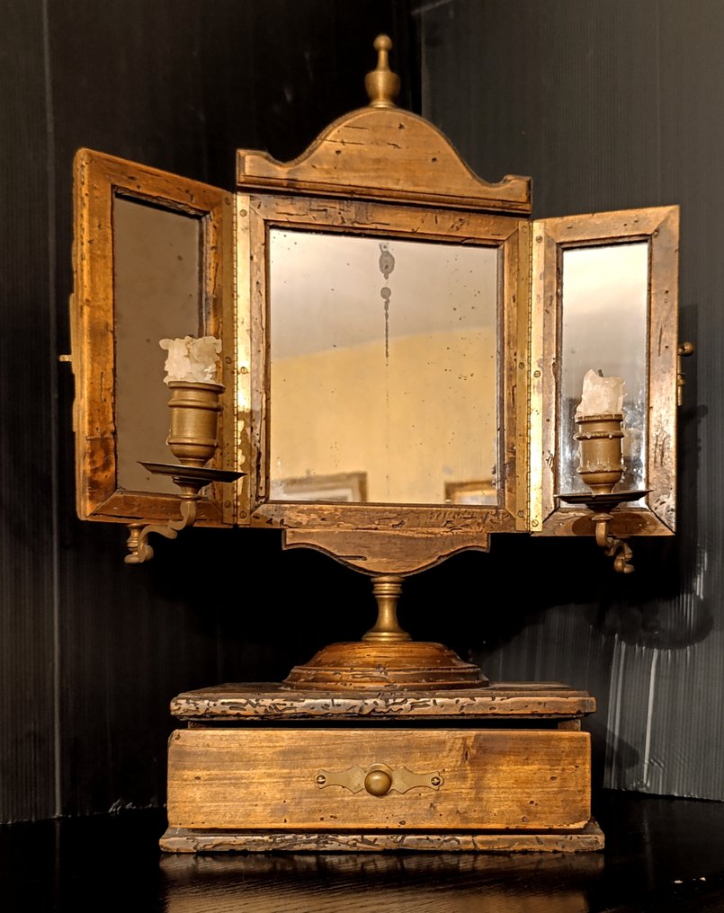 specchiera da toilette - Mobiletto - Legno, Ottone dorato #3.2