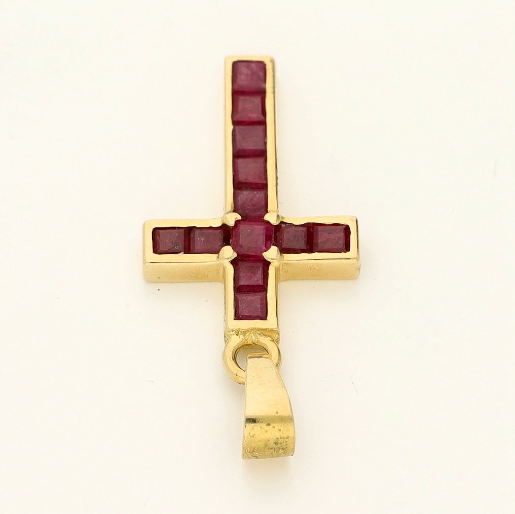 Függő - 18 kt. Sárga arany - 0.96ct. tw. Rubin #4.3