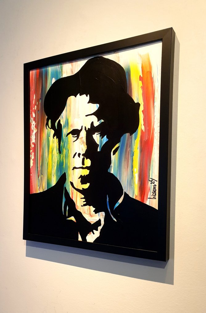 Liesens - Tom Wait Walzing Mathilde (handpainted on canvas) met lijst #3.2