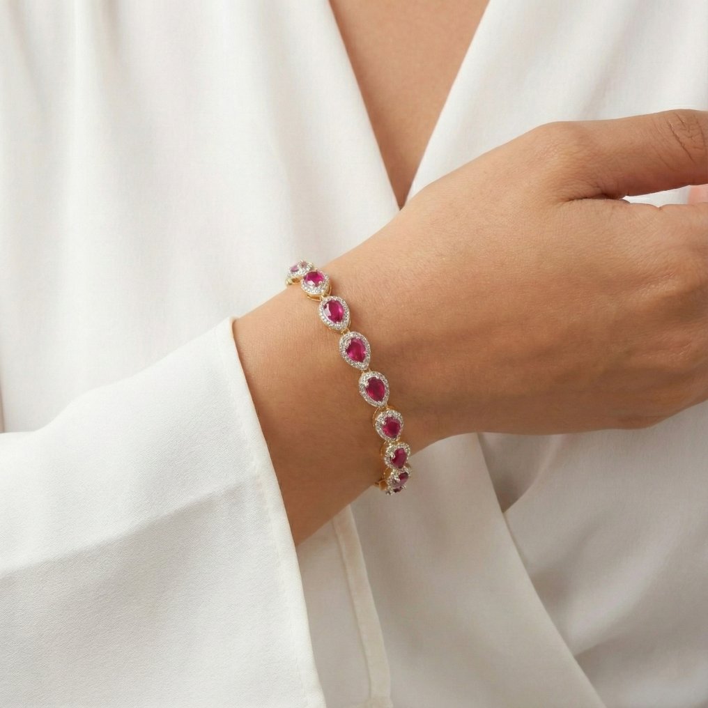 No reserve price - Bracelet Silver Ruby - Tennis Bracelet #3.2